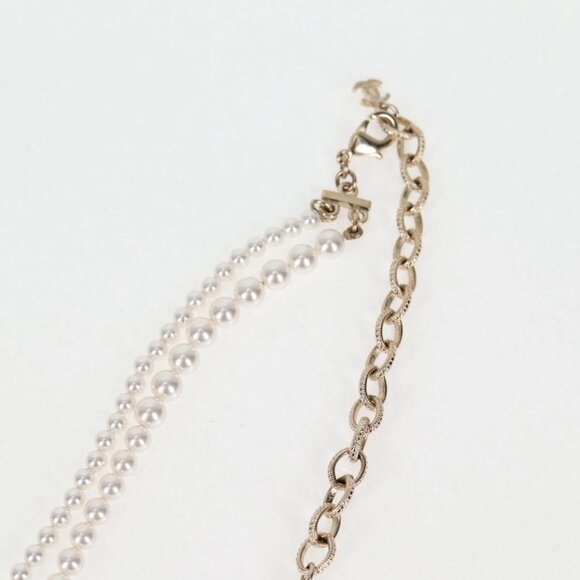 CHANEL Pearl Necklace Metal White Gold Tone CC Auth 128889M - Picture 5 of 12